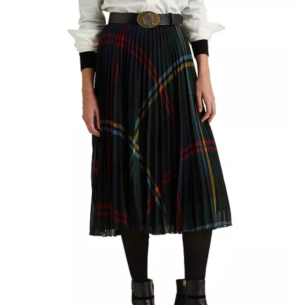 Lauren Ralph Lauren Plaid Pleated Midi Skirt